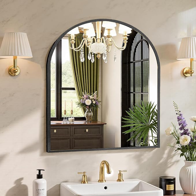 Sweetcrispy 31"x32" Arched Black Bathroom Mirrors by Sweetcrispy