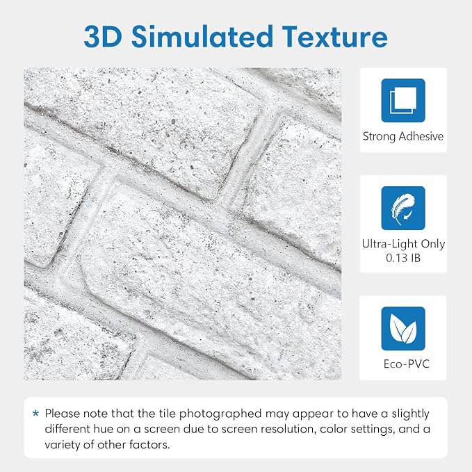COMSTICKC 3D Faux White Brick Wall Panels Peel and Stick Wall Stickers - Image 3