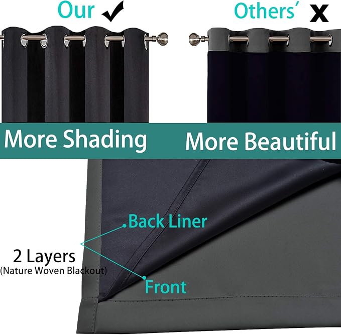 Yakamok Full Shade Curtain Panels, Heavy Duty Lined Curtains 84 Inches Long - Image 5