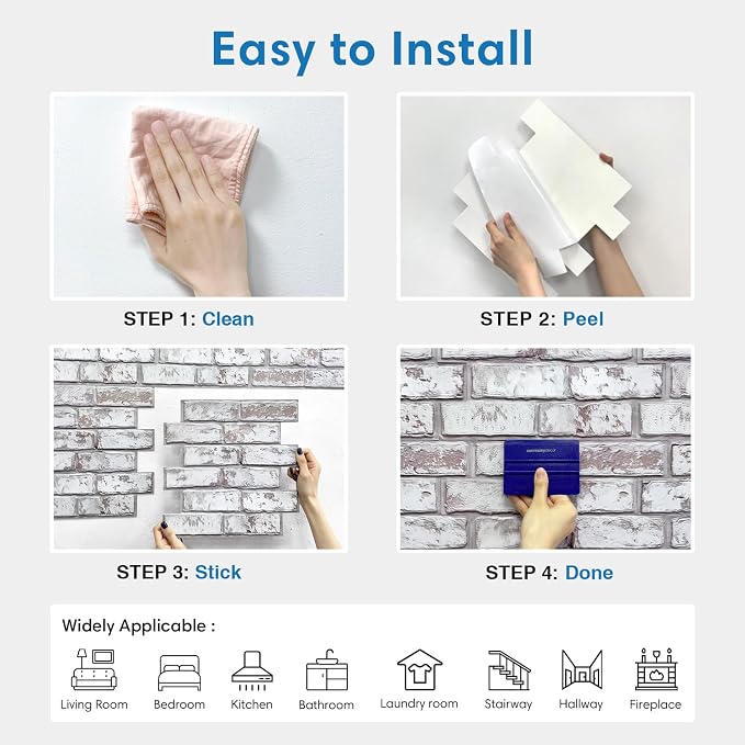 COMSTICKC 3D Faux Brick Wall Panel Peel and Stick, Not Real Brick, Small Size - Image 9