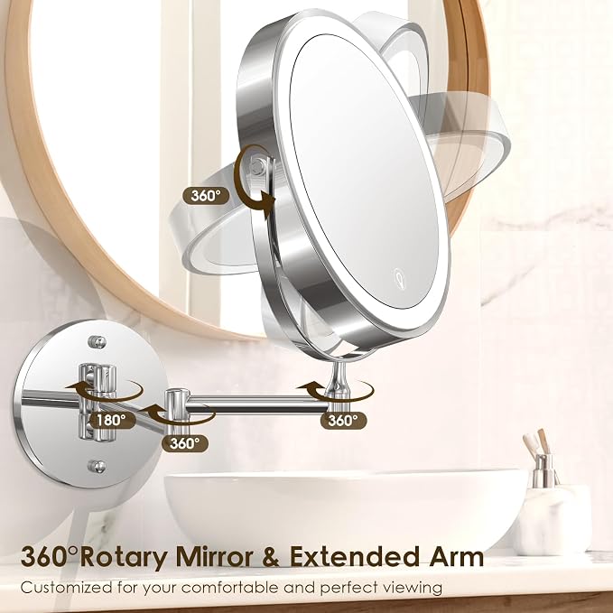 MNIENT Wall Mounted Lighted Makeup Mirror, 3 Colors Led Vanity Mirror - Image 6