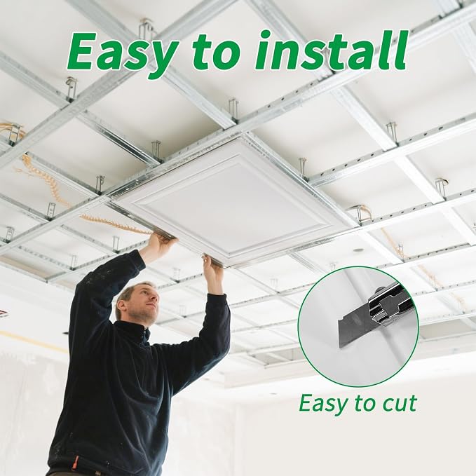 Art3d 36 Pack PVC Ceiling Tiles, 24x24 Inches Waterproof Drop Ceiling - Image 9