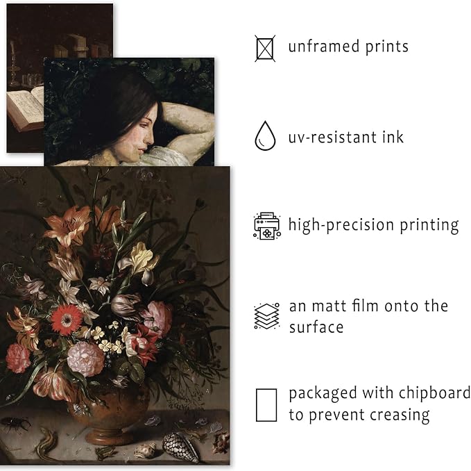ANERZA 16 PCS Dark Academia Room Decor, Gothic Home Decor, Moody Wall Art Prints - Image 3