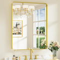 Keonjinn Gold Bathroom Mirrors for Over Sink, 28” x 36” Rounded Rectangle by Keonjinn