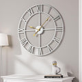 Cuspin 30 Inch Large Wall Clock, Modern Silver Metal Big Decorative Wall Clock by Cuspin