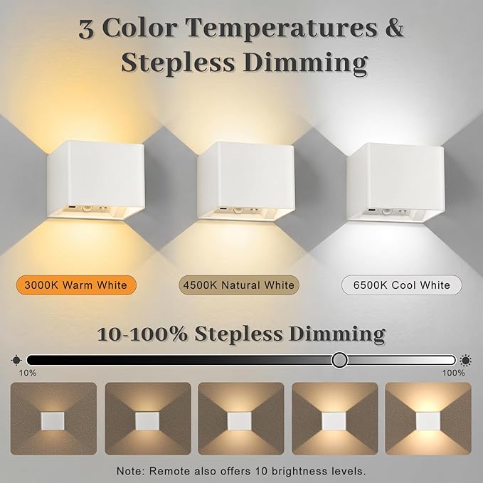 Yochoice Rechargeable Motion Sensor Wall Sconces Dimmable, 6000mAh Wireless - Image 3