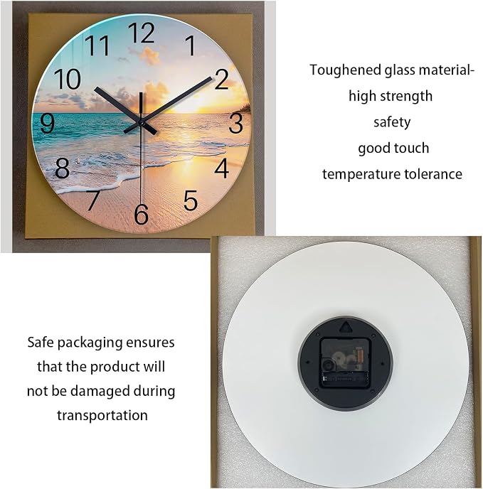 Round Blue Glass Office Wall Clock Decorative 24 Inch Beach Extra Large Wall - Image 6