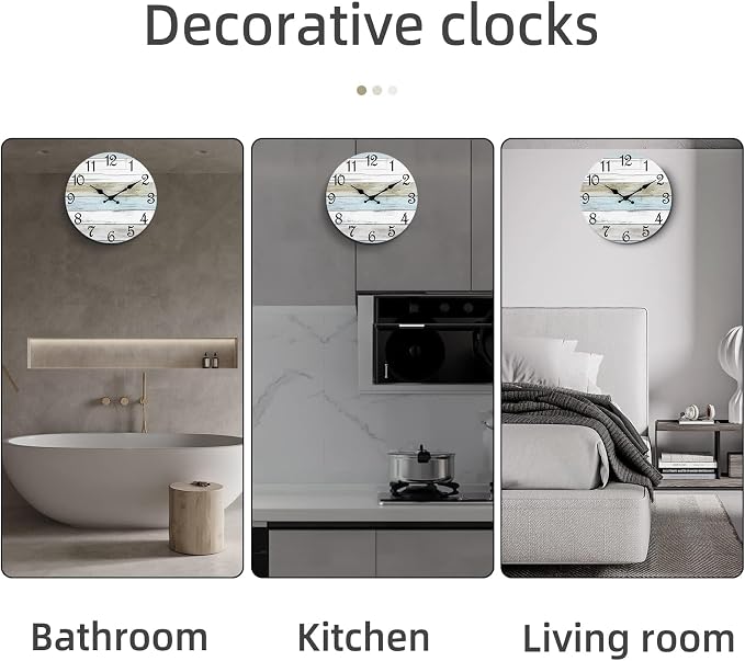 CHYLIN Wall Clock, Silent Non Ticking Battery Operated, Rustic Coastal Country - Image 9