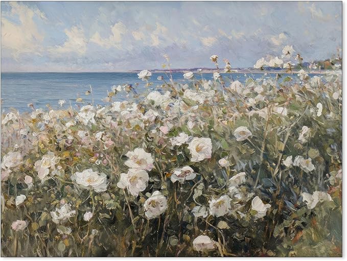 rumlud Coastal Wildflower Poster French Spring Flower Landscape Wall Art Nature by rumlud