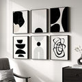Framed Boho Black and White Abstract Wall Art, Minimalist Geometric Pictures by Cuspin