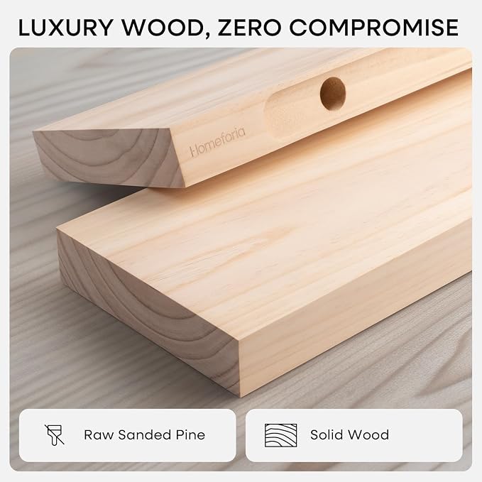 Homeforia 20 inch Wood Floating Shelves, High End Solid Natural Wood 20inch - Image 4