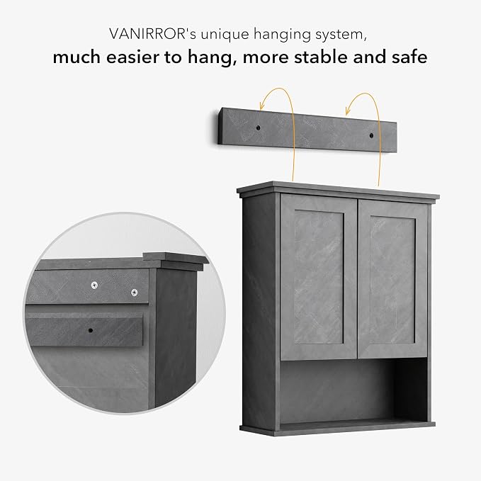 VANIRROR Bathroom Wall Cabinet Over Toilet Storage Cabinets 25x30 in Above - Image 4