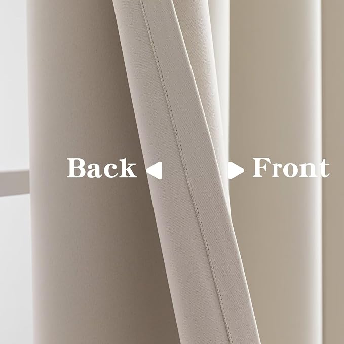 IGEMAEVE Cream Curtains 84 Inch Length 2 Panels Set, Light Filtering Curtains - Image 4