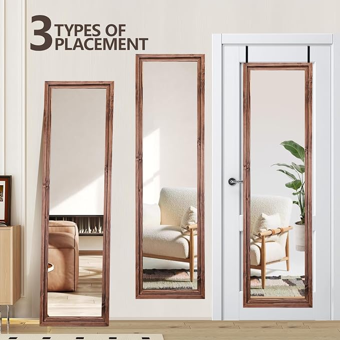 48"x14" Door Mirror, Rustic Full Length Mirror, Over The Door Hanging Mirrors - Image 4
