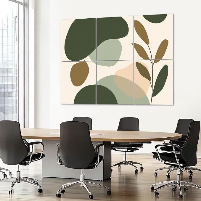 6 Pack Art Acoustic Panels Sound Absorbing Boho Botanical Leaf Orange Green - Image 7