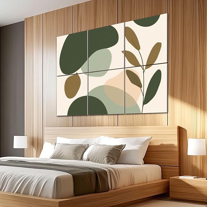6 Pack Art Acoustic Panels Sound Absorbing Boho Botanical Leaf Orange Green - Image 5