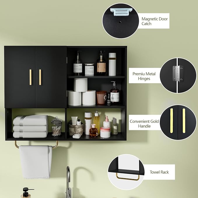 Bathroom Wall Cabinet Wood Large Wall Mounted Medicine Cabinet - Image 4