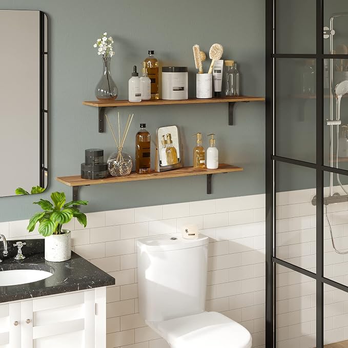 DINZI LVJ Long Wall Shelves, 39.4Inch Wall Mounted Shelves Set of 2, Extra - Image 7