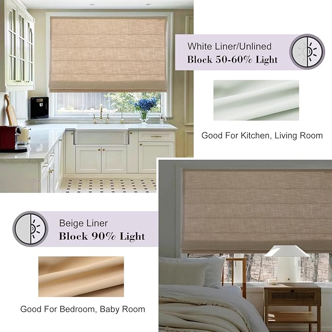 DEJAVU Cordless Linen Roman Shades - Image 6