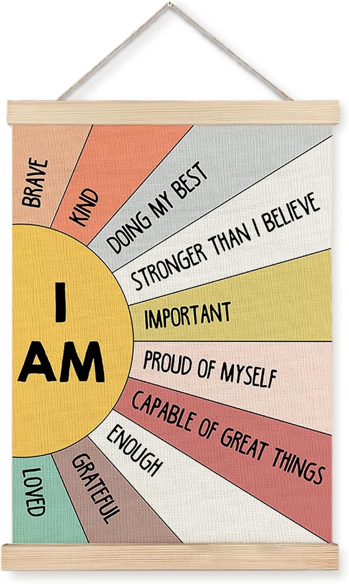 Supwhd Affirmation Wall Decor for Kids Boys Girls, I am Kind I am Brave by Homedecoration