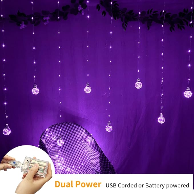 YOLIGHT Wishing Ball Curtain Lights 200 LED Window Curtain String Lights - Image 4