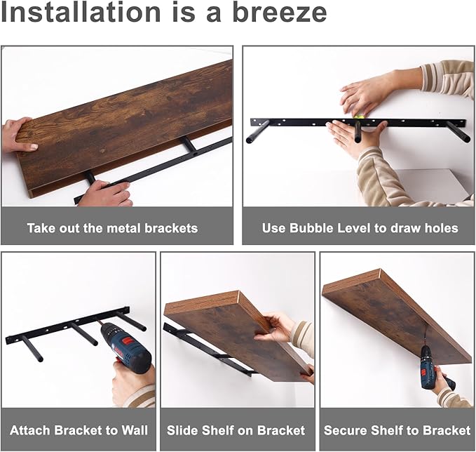 Fixwal Wood Floating Shelves for Wall, Bathroom and Kitchen, Wall Shelves for - Image 7