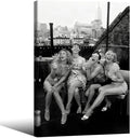 Retro Black And White Woman Framed Wall Art Fashion Rooftop Party Posters by FuSatisYilife