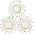 3 Pack Metal Mirrors for Wall Sunburst Wall Mirrors Home Décor Decorative by Uaussi