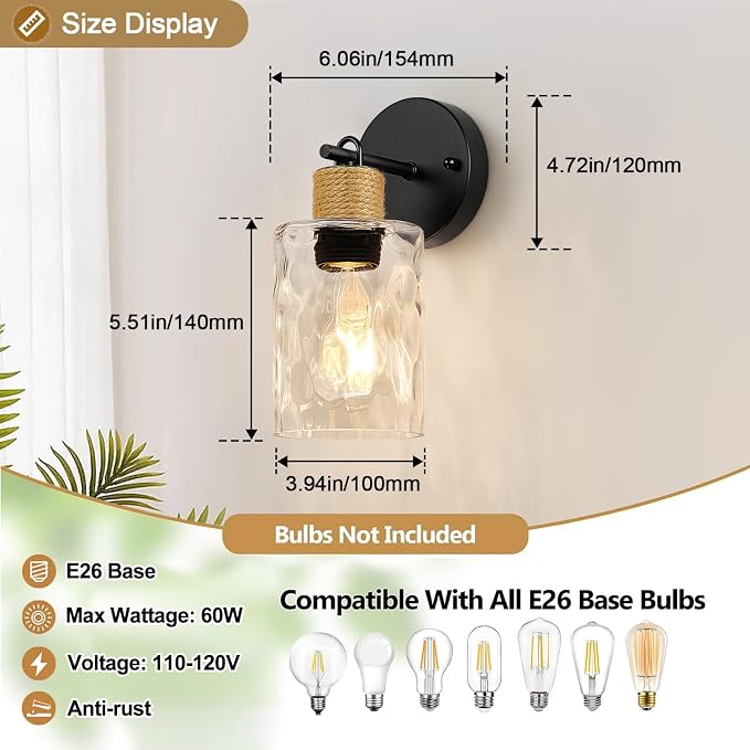 MOKATNG Set of 2 Wall Sconces for Bathroom, Coastal Modern Vanity Lights - Image 7