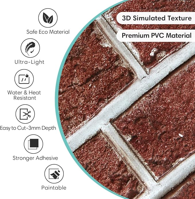 Commomy 3D Faux Brick Wall Panels Peel and Stick - Image 4
