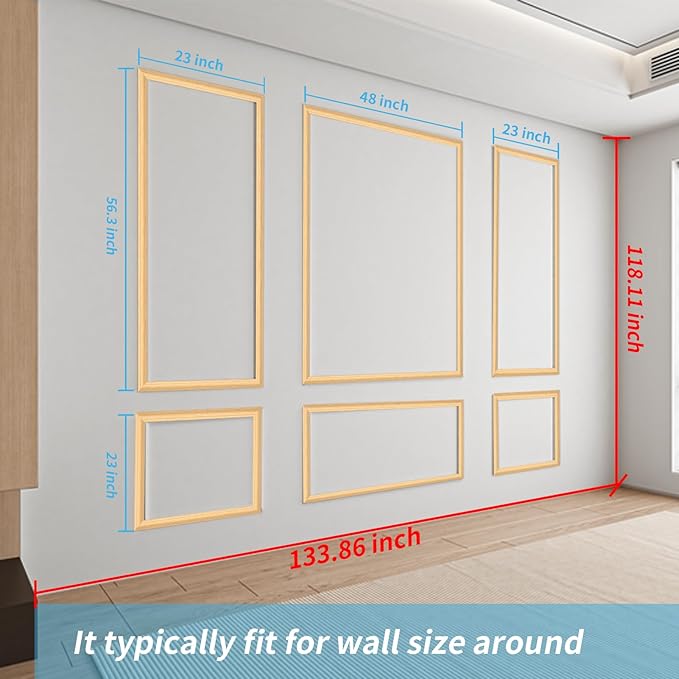 Art3d Pre-Cut Wall Molding Set of 6 pcs, Ready-to-Assemble Wainscoting Panels - Image 6