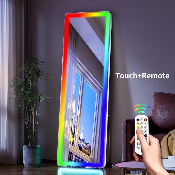 Koonmi LED Full Length Mirror, RGB Color Changing Lights, 7 Dynamic Modes - Image 3