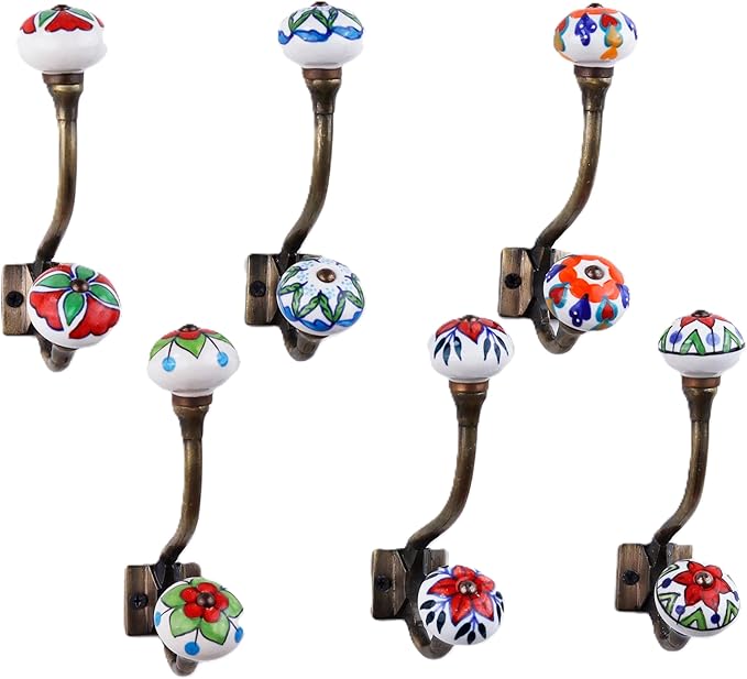 Indian Shelf Pack of 12 Heavy Duty Double Prong Multicolor Decorative Coat by IndianShelf