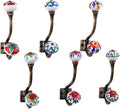 Indian Shelf Pack of 6 Heavy Duty Double Prong Multicolor Decorative Coat Hooks by IndianShelf