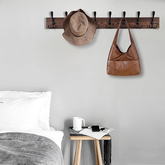 Kuhome 32.2'' Large Coat Rack Wall Mount Coat Hooks Coat Hanger - Image 6