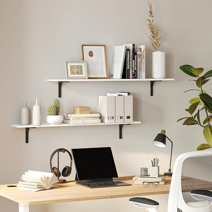 DINZI LVJ Long Wall Shelves, 55.1Inch Wall Mounted Shelves Set of 2, Extra - Image 7