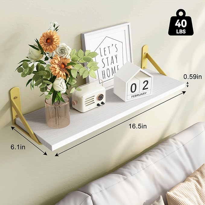 Fixwal Floating Shelves for Wall, Wood Wall Mounted Shelves for Bedroom - Image 3