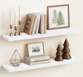 Harwaya White Wood Floating Shelves 36 Inches Long Set of 2, Large Modern Wall by Harwaya