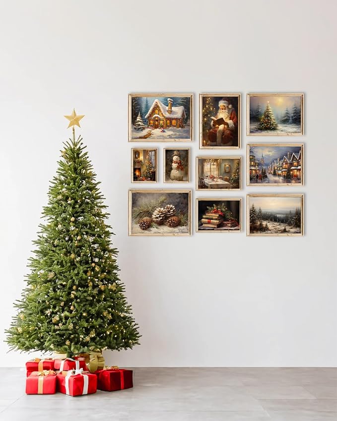 KBKBART Christmas Wall Art Prints Set of 10, Winter Christmas Picture Wall - Image 4