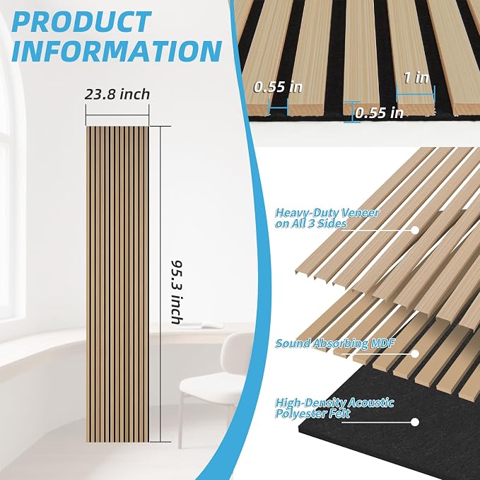 Art3d Acoustic Wood Slat Wall Panel - Image 7