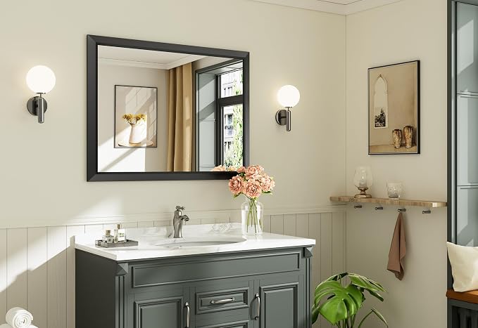 Briivue 40x30 Inch Black Bathroom Mirror - Image 3