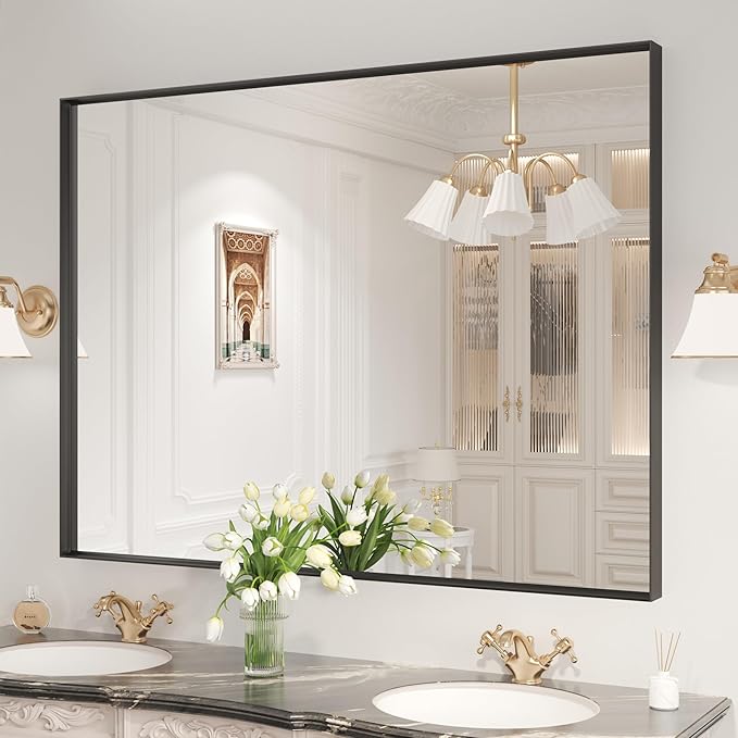 LOAAO Black Bathroom Mirror 48"X30" - Image 3