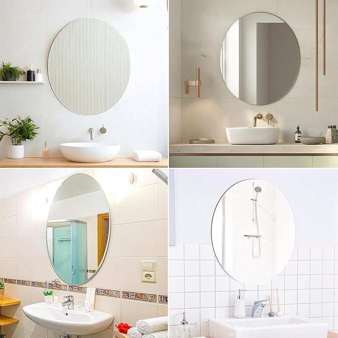 JUNEBRUSHS Oval Mirror, Acrylic Oval Bathroom Mirrors Unbreakable Frameless - Image 3