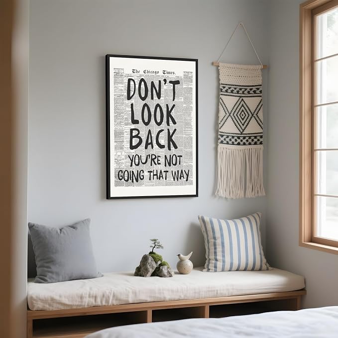 Framed Retro Newspaper Wall Art Trendy Black and White Poster Dont Look Back - Image 7