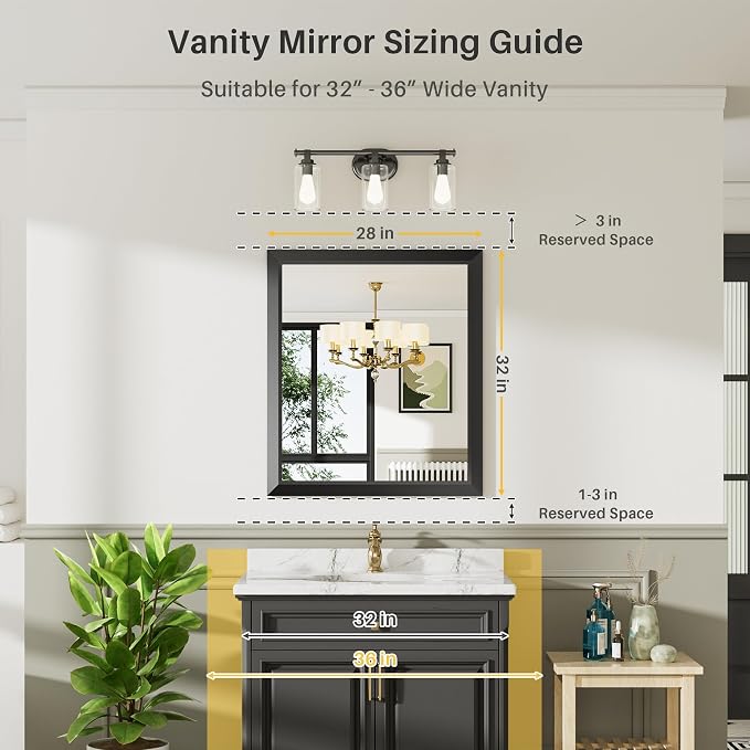 Briivue 28x32 Inch Black Bathroom Mirror - Image 2
