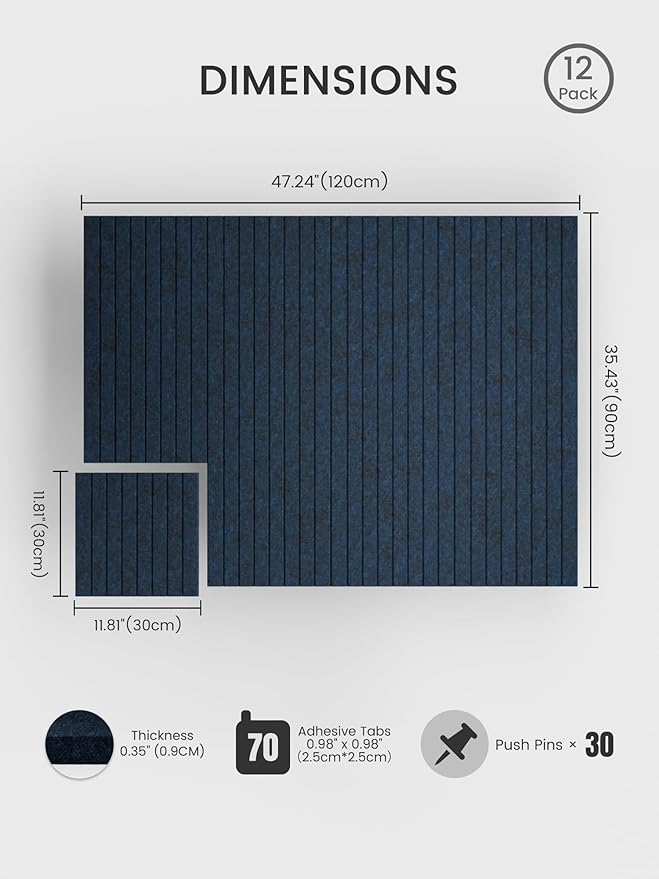 Bumusty Large Cork Board Alternative-48 x 36" Felt Bulletin Board Tiles - Image 2