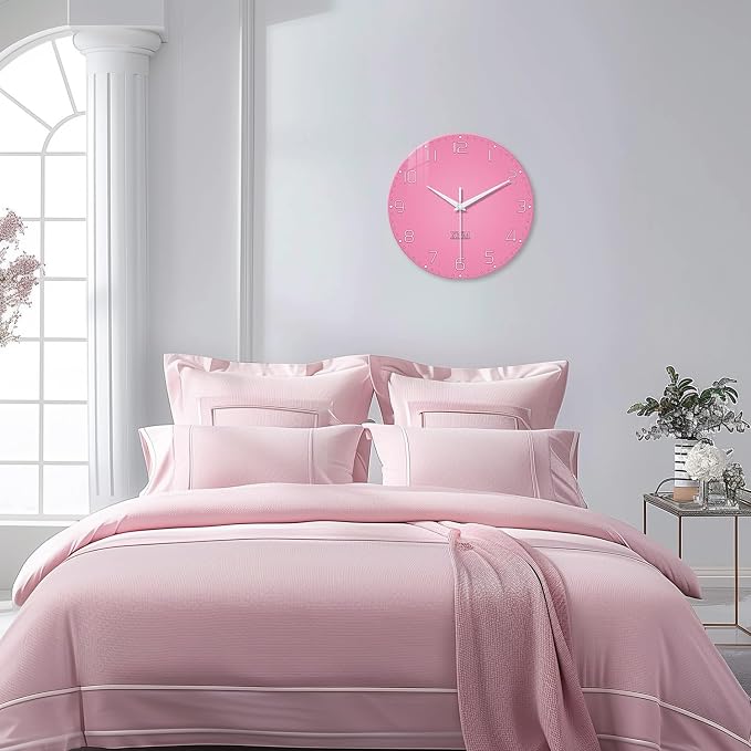 XNM Pink Clock for Girls Bedroom Small Wall Clock Battery Operated 14 Inch - Image 2