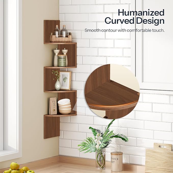 HOOBRO Corner Shelf Wall-Mounted, 4-Tier Corner Bookshelves - Image 6