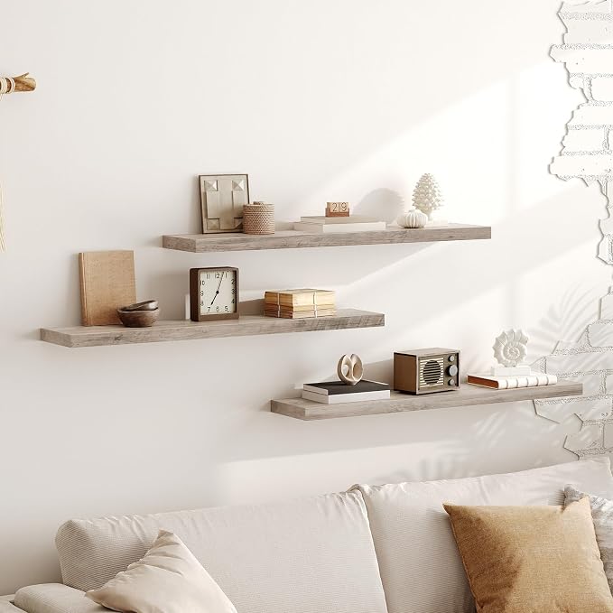 RALGEND Floating Shelves for Wall, 1.5" Thick Wall Shelf Set of 3 - Image 7