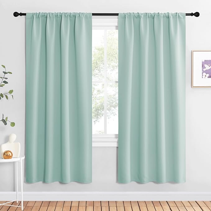 NICETOWN Blackout Curtains for Living Curtains, Aqua Blue, 1 Pair, 34-inch W x by NICETOWN